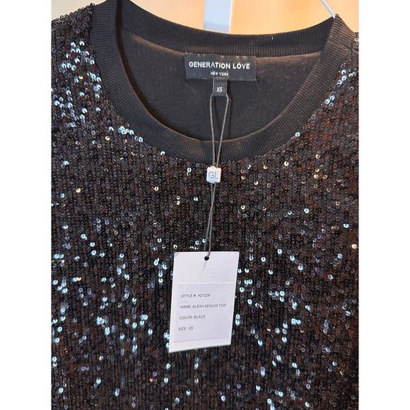 NWT Generation Love Aleah Sequin Top Black size XS - Picture 4 of 6